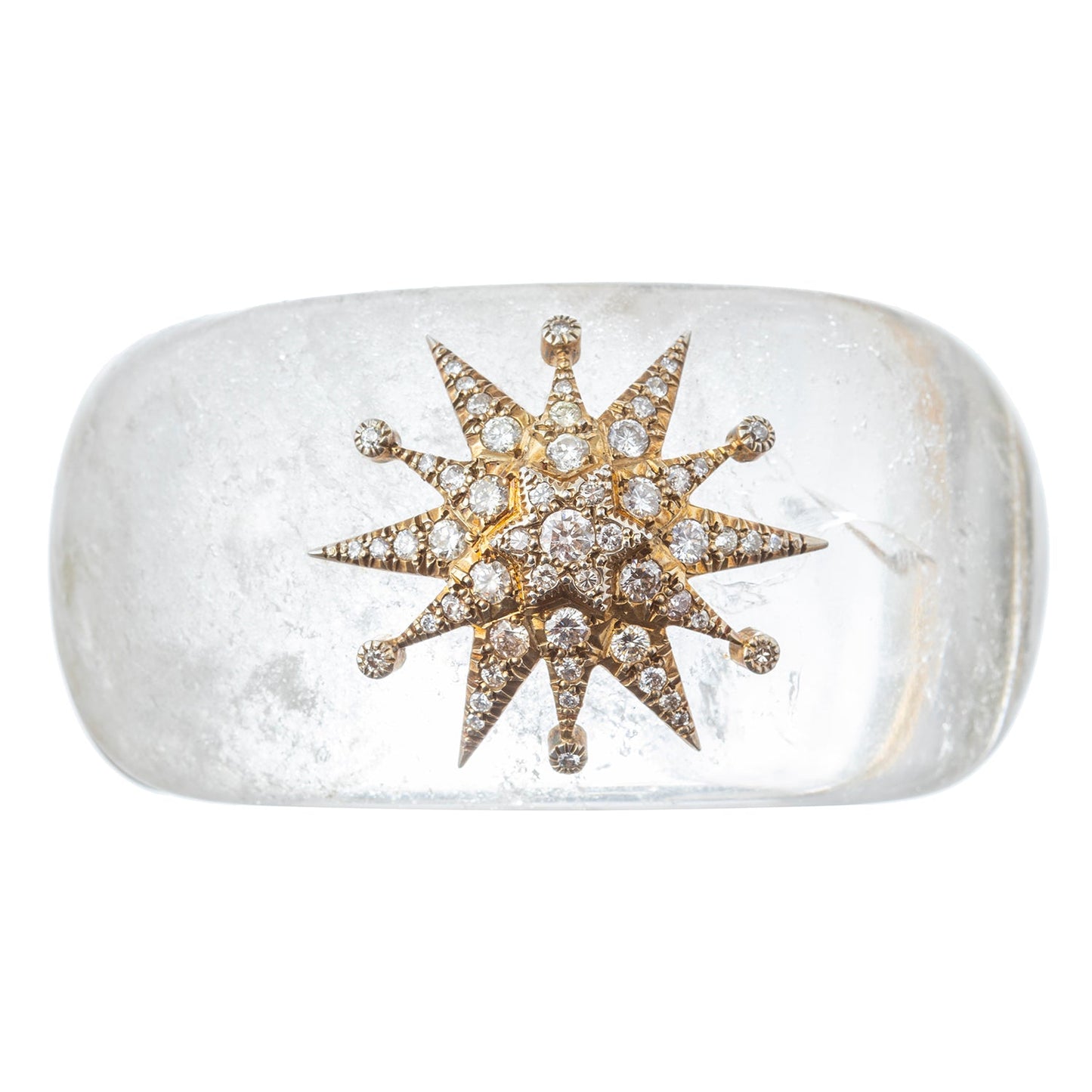 Verdura - Estate Rock Crystal 18k Gold Diamond Star Cuff