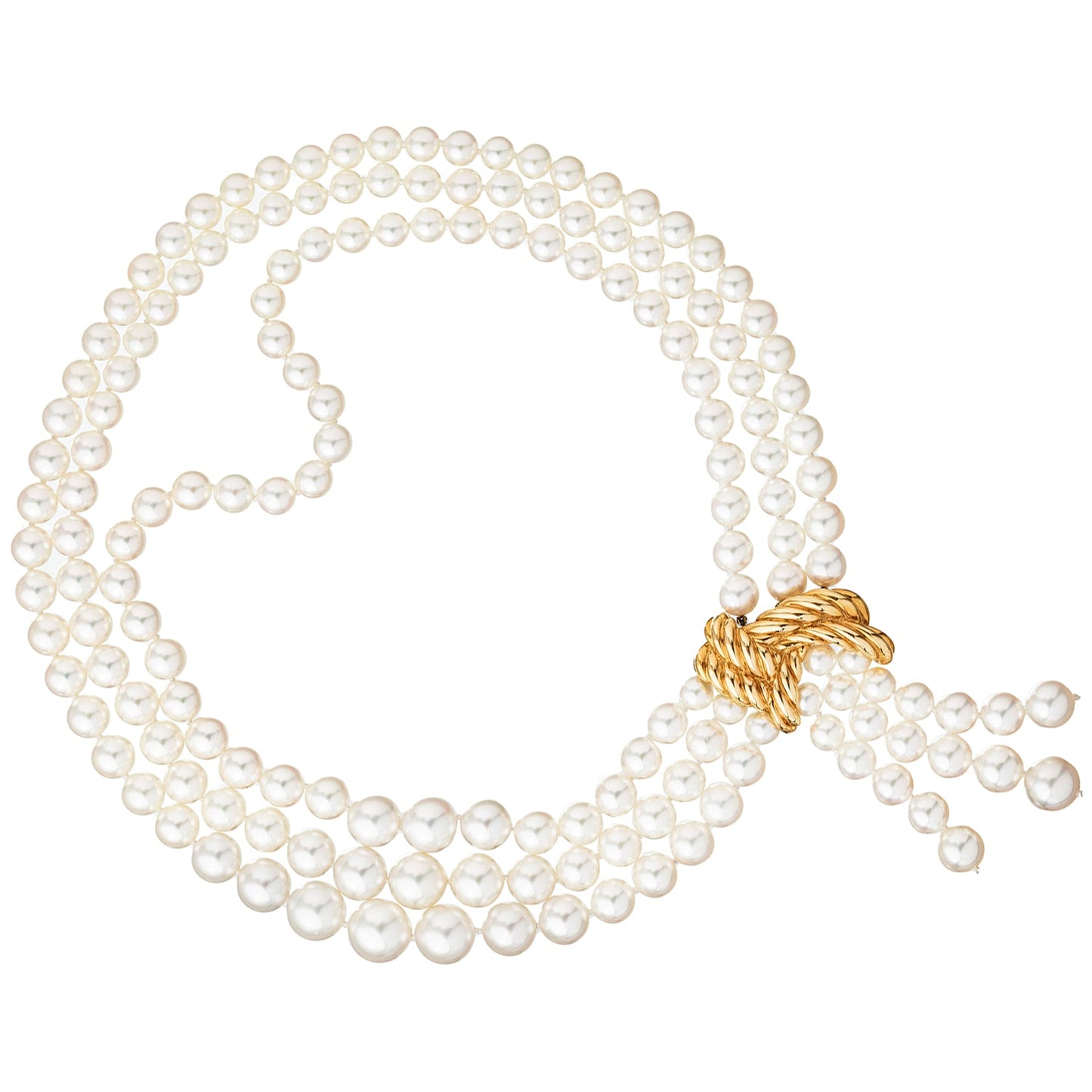 Verdura - Estate Triple-Strand Pearl Scarf Necklace