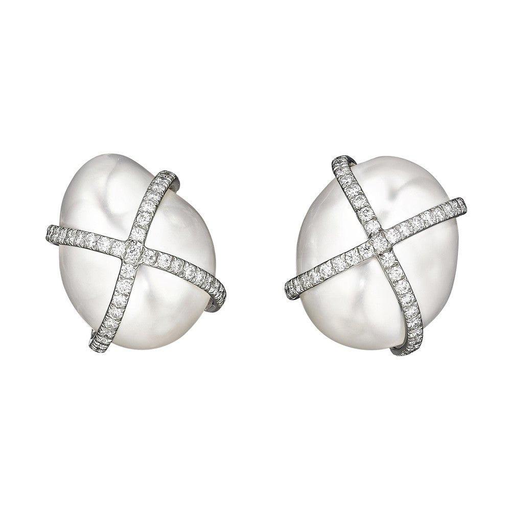 Verdura - South Sea Pearl Diamond Wrapped Earrings