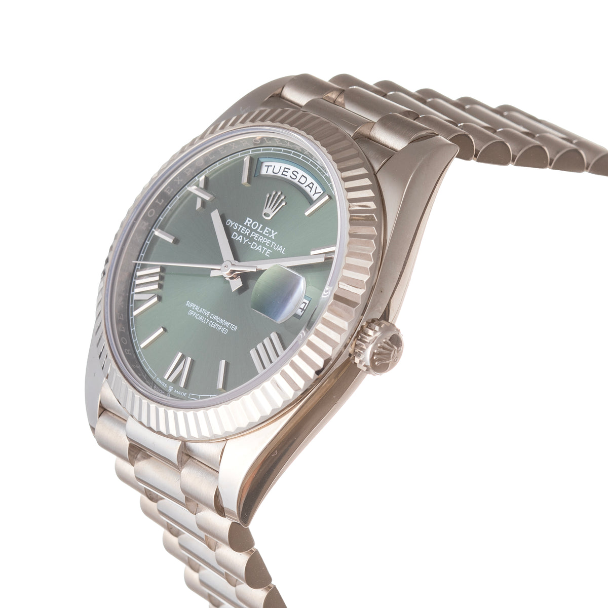 Day-Date 40 Olive Dial White Gold (228239-0033)