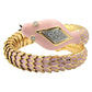 18k Yellow Gold Pink Enamel Diamond Snake Bracelet