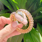 18k Yellow Gold Pink Enamel Diamond Snake Bracelet