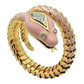 18k Yellow Gold Pink Enamel Diamond Snake Bracelet