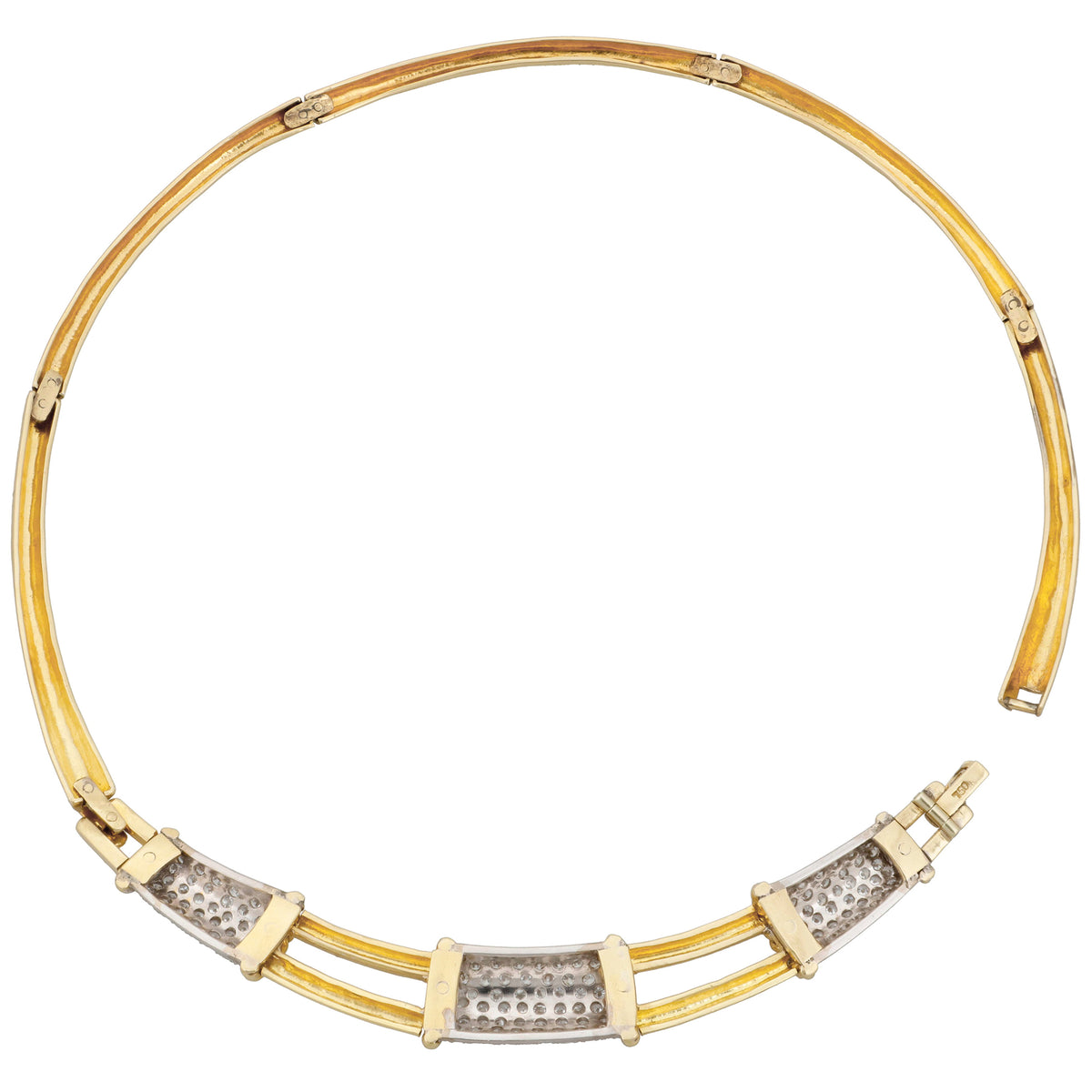 18k Yellow & White Gold Pavé Diamond Collar Necklace