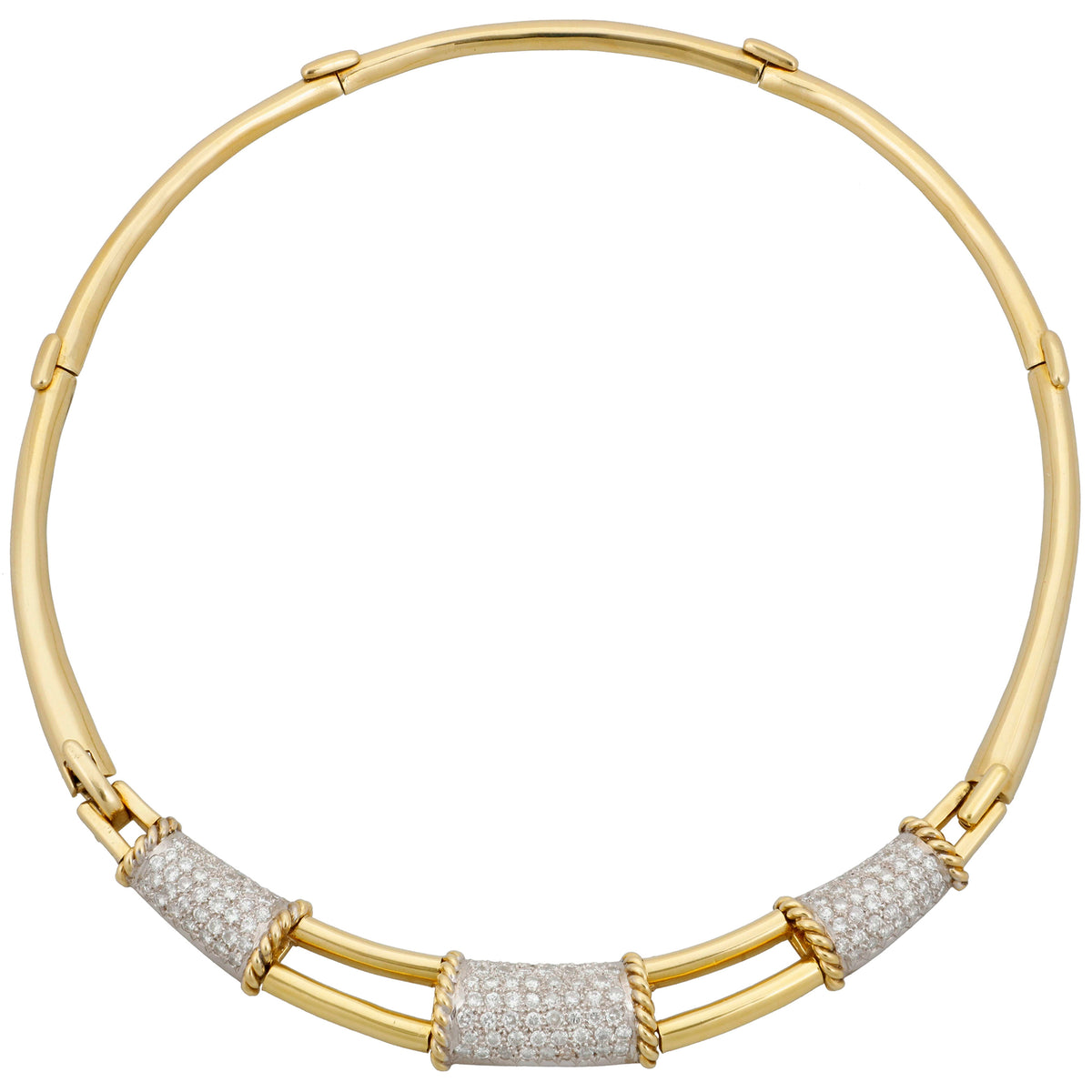 18k Yellow & White Gold Pavé Diamond Collar Necklace