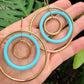 Large Orbite Turquoise Ceramic 18k Hoop Earrings