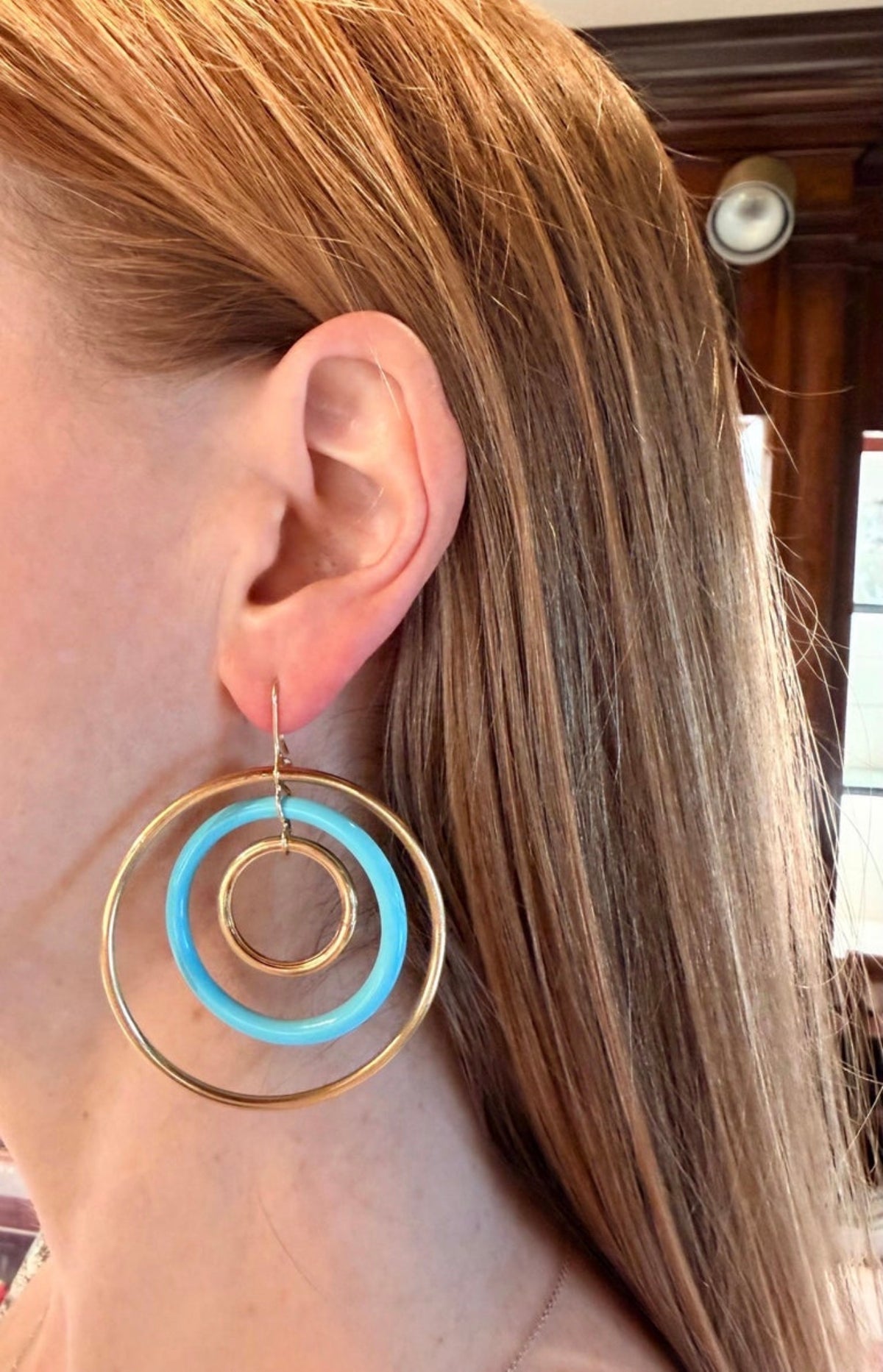 Large Orbite Turquoise Ceramic 18k Hoop Earrings