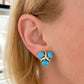 Estate Turquoise Diamond Three Stone Earrings