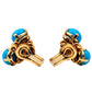Estate Turquoise Diamond Three Stone Earrings