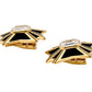 Estate White Topaz Black Enamel Maltese Cross Earrings