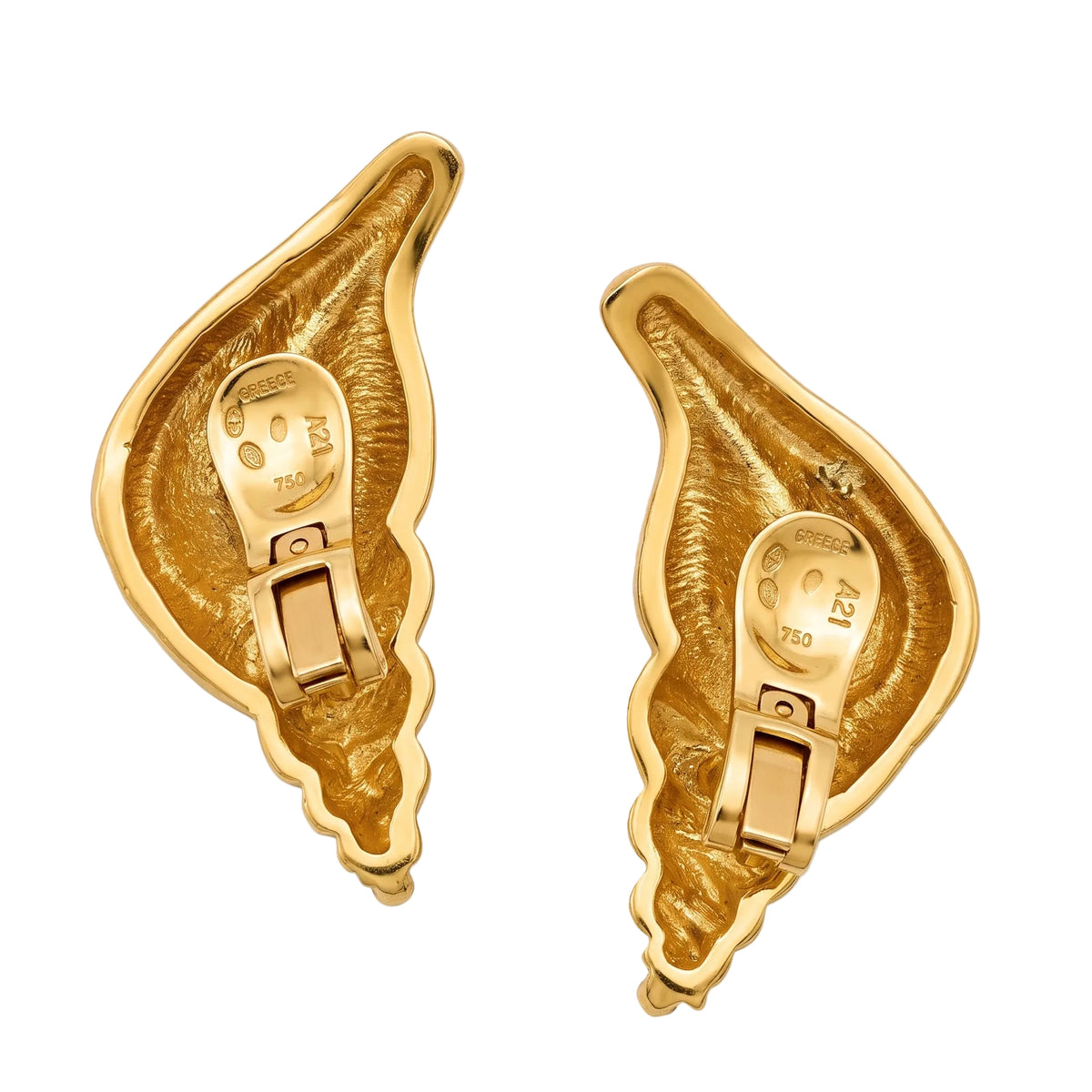 18k Yellow Gold Large Shell Clip Earrings