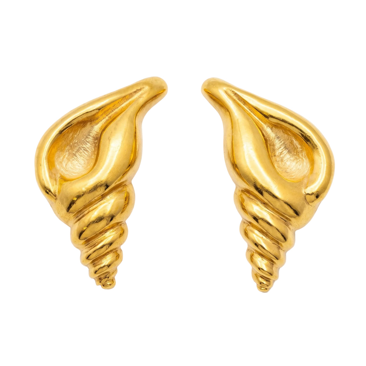 18k Yellow Gold Large Shell Clip Earrings