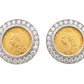 Sovereign Gold Coin Diamond Large Monete Earrings
