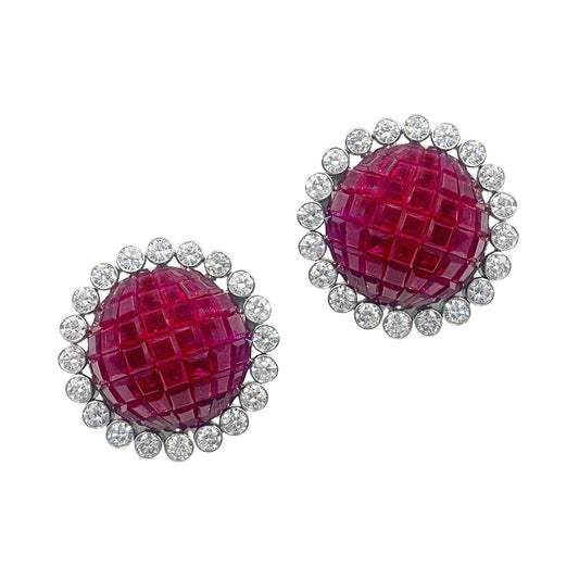 Aletto Brothers - Invisibly-Set Ruby Diamond Dome Earrings