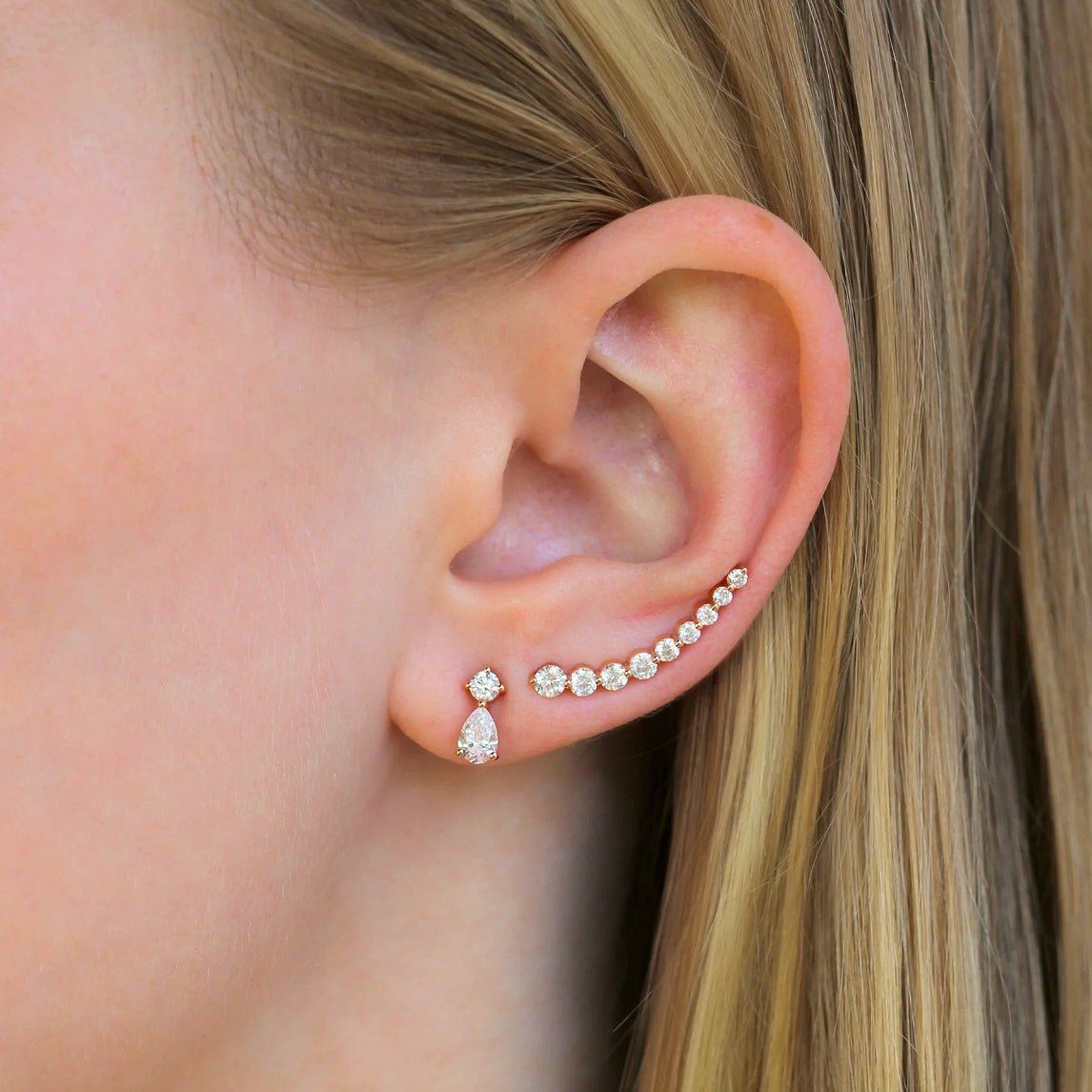 Anita Ko - 18k White Gold Diamond Floating Ear Climbers