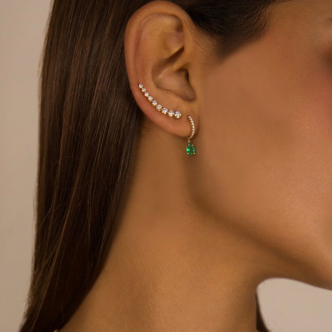 Anita Ko - 18k White Gold Diamond Floating Ear Climbers