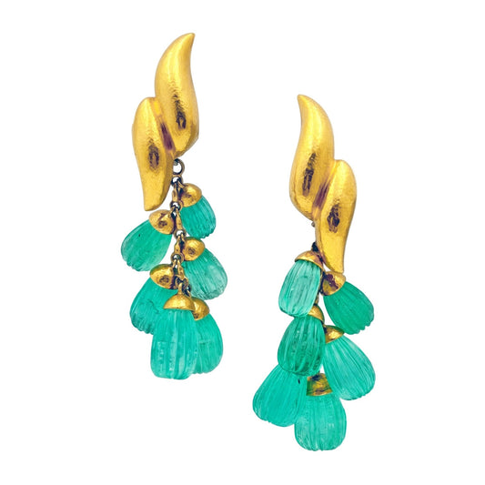 Belperron - Belperron Double Wave Emerald Pendant Earclips