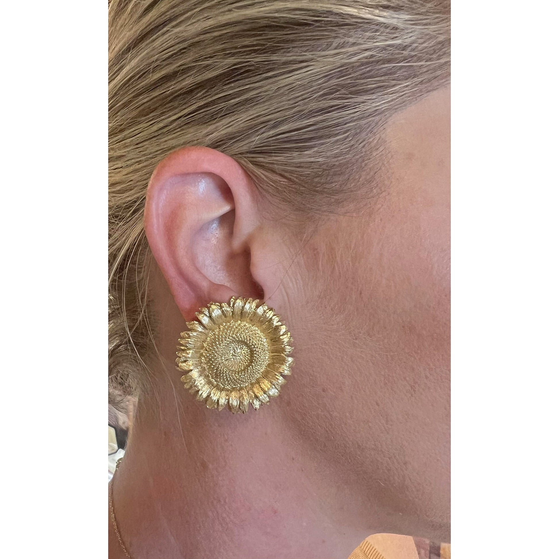 Bielka - 18k Yellow Gold Large Sunflower Earrings