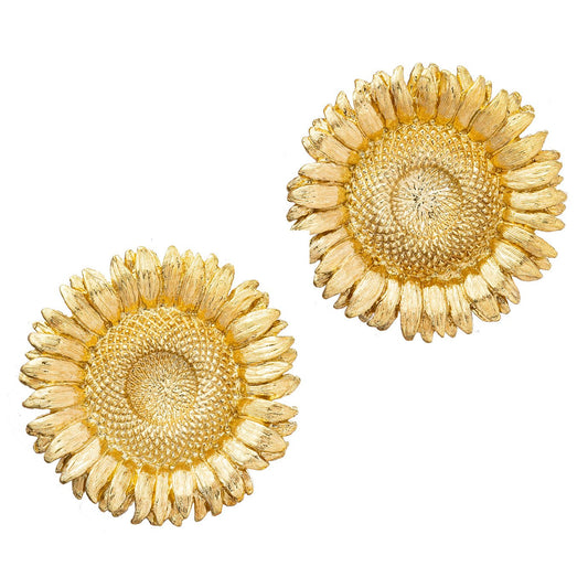 Bielka - 18k Yellow Gold Large Sunflower Earrings