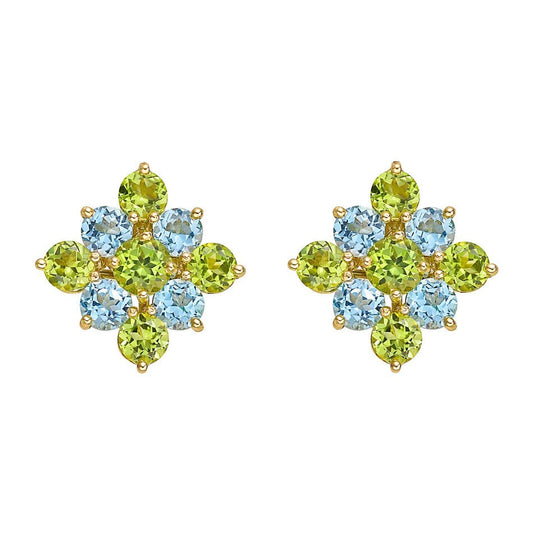 Bielka - Bielka Peridot Blue Topaz Checkerboard Earrings