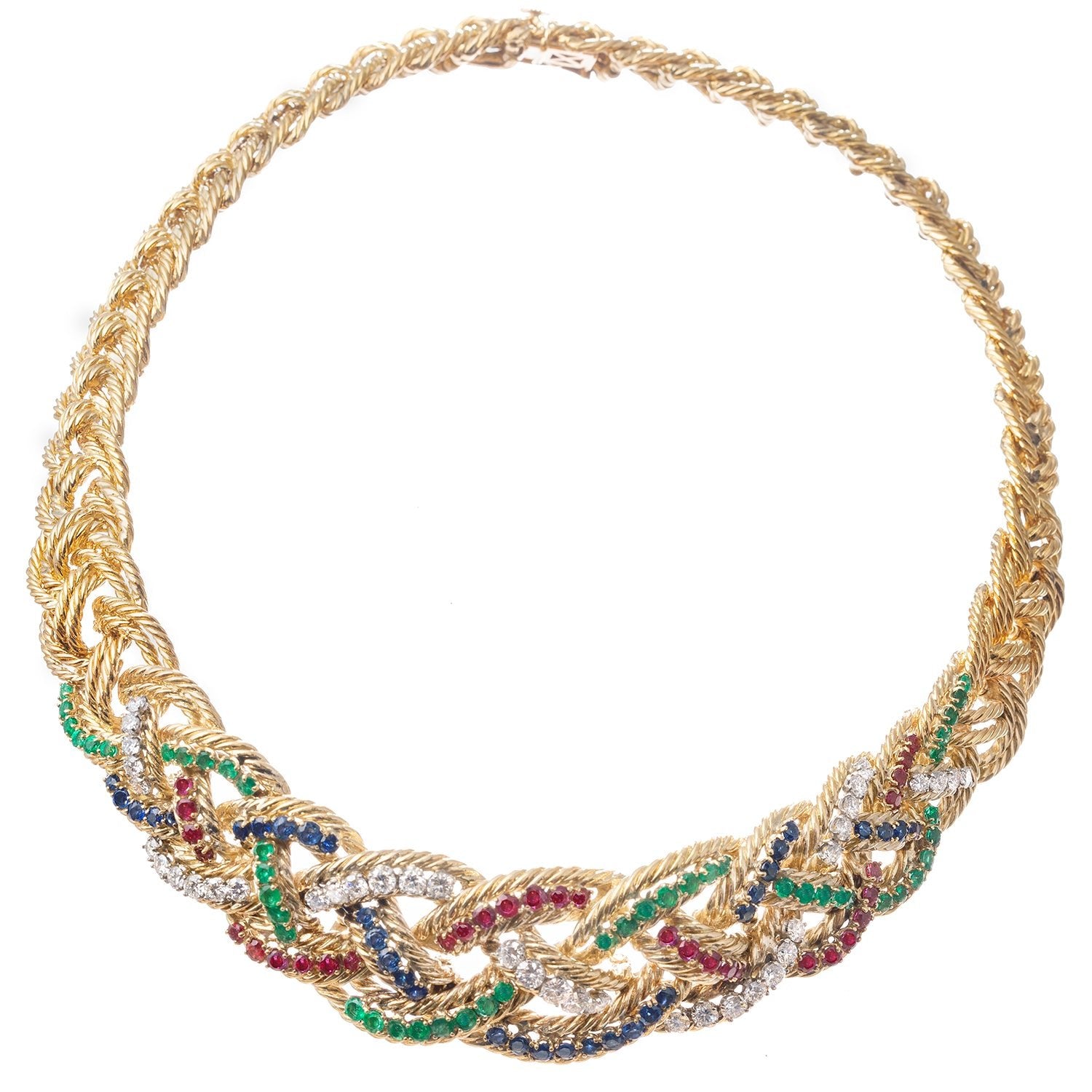 Boucheron - 1960s Ruby Sapphire Emerald Diamond Necklace