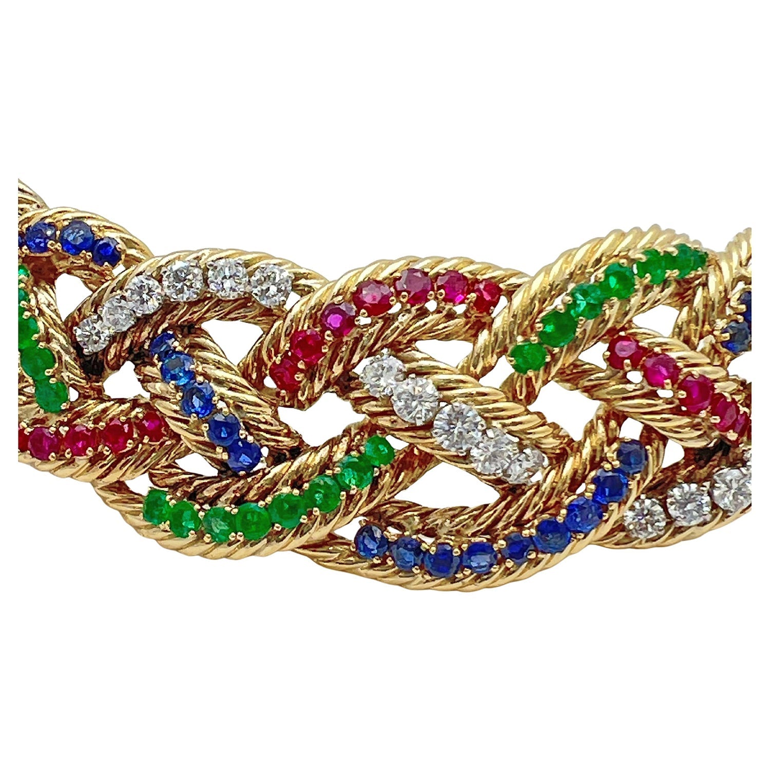 Boucheron - 1960s Ruby Sapphire Emerald Diamond Necklace