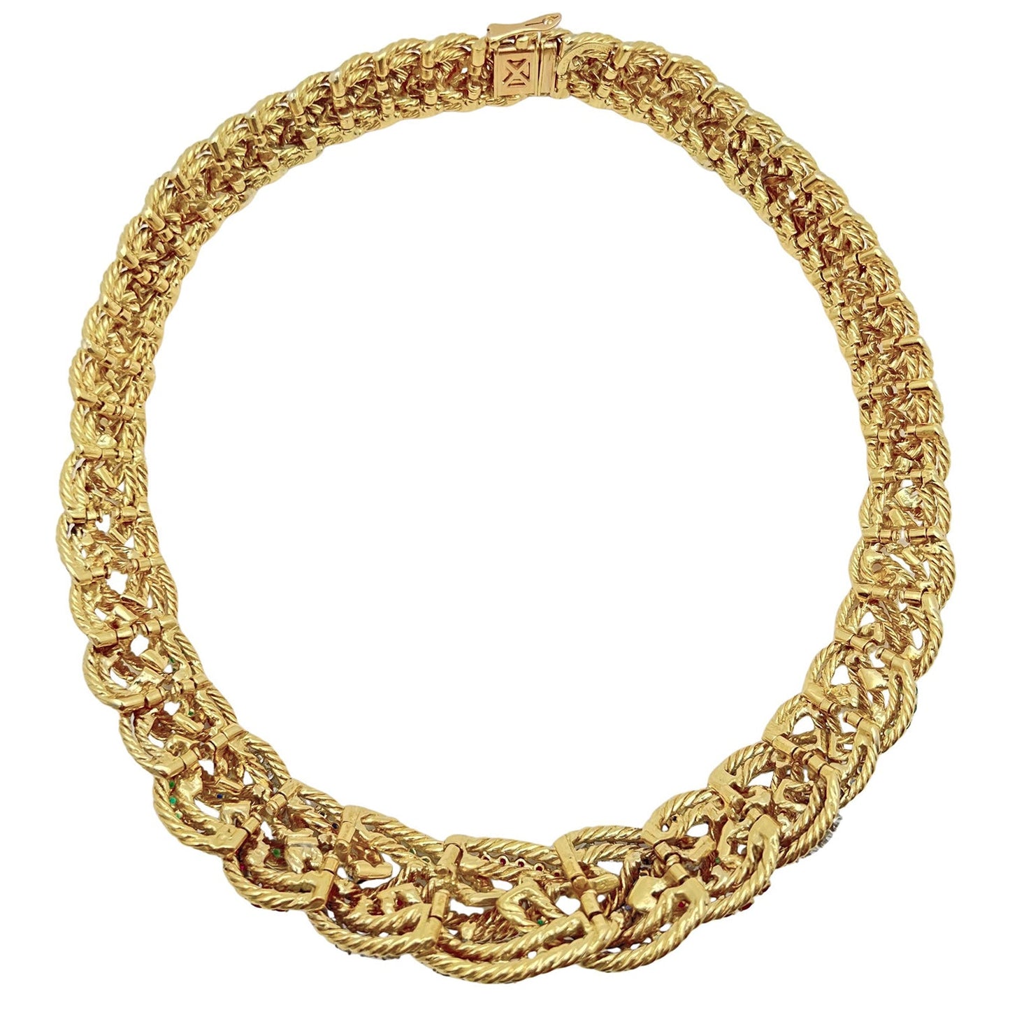 Boucheron - 1960s Ruby Sapphire Emerald Diamond Necklace