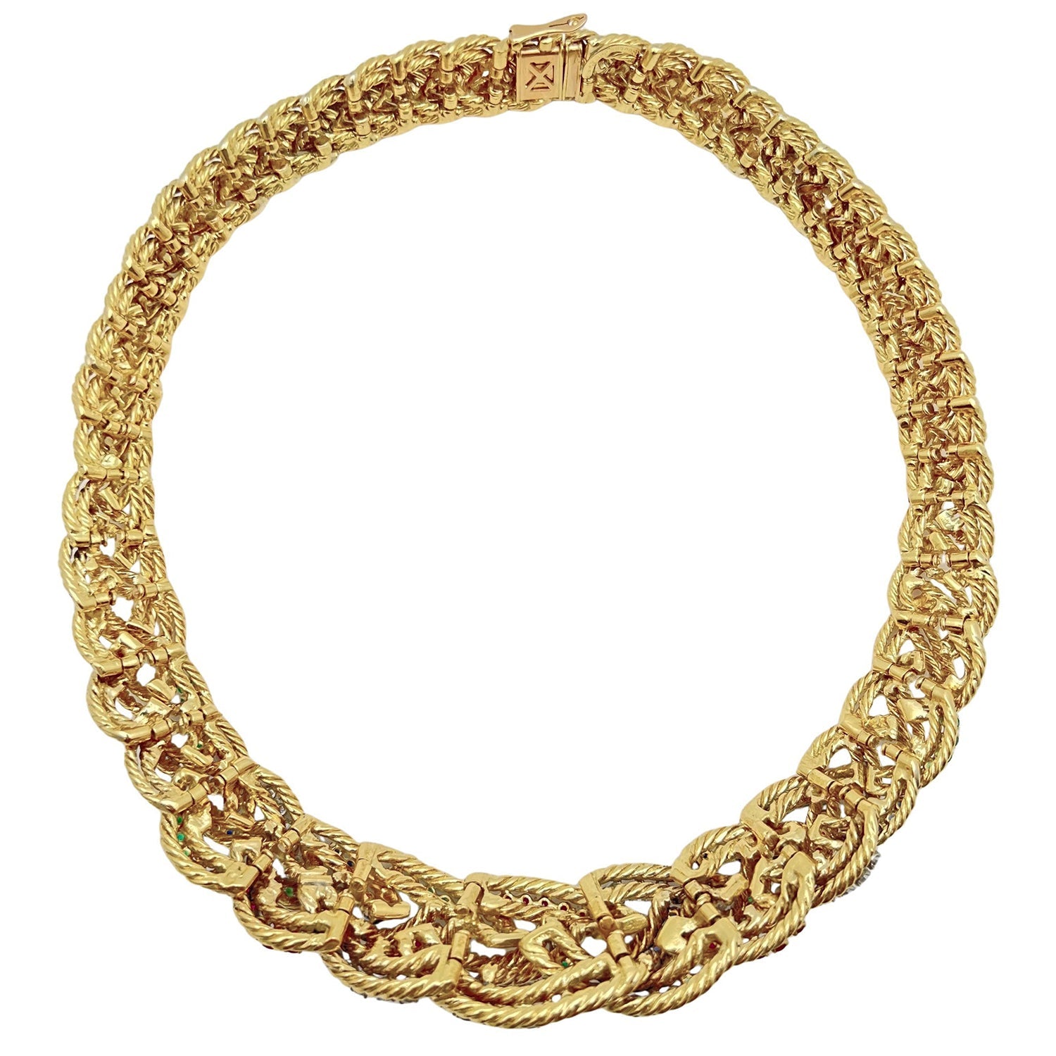 Boucheron - 1960s Ruby Sapphire Emerald Diamond Necklace