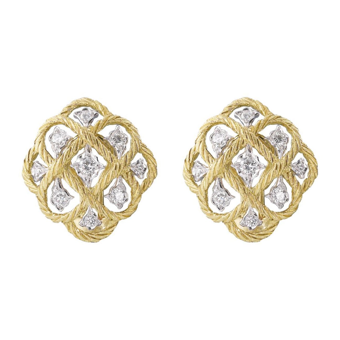 Buccellati - 18k Gold Diamond Étoilée Button Earrings