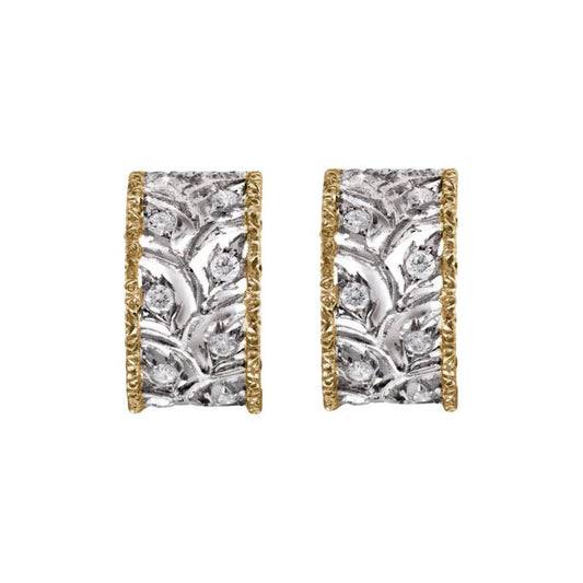 Buccellati - 18k Gold Diamond Ramage Hoop Earrings