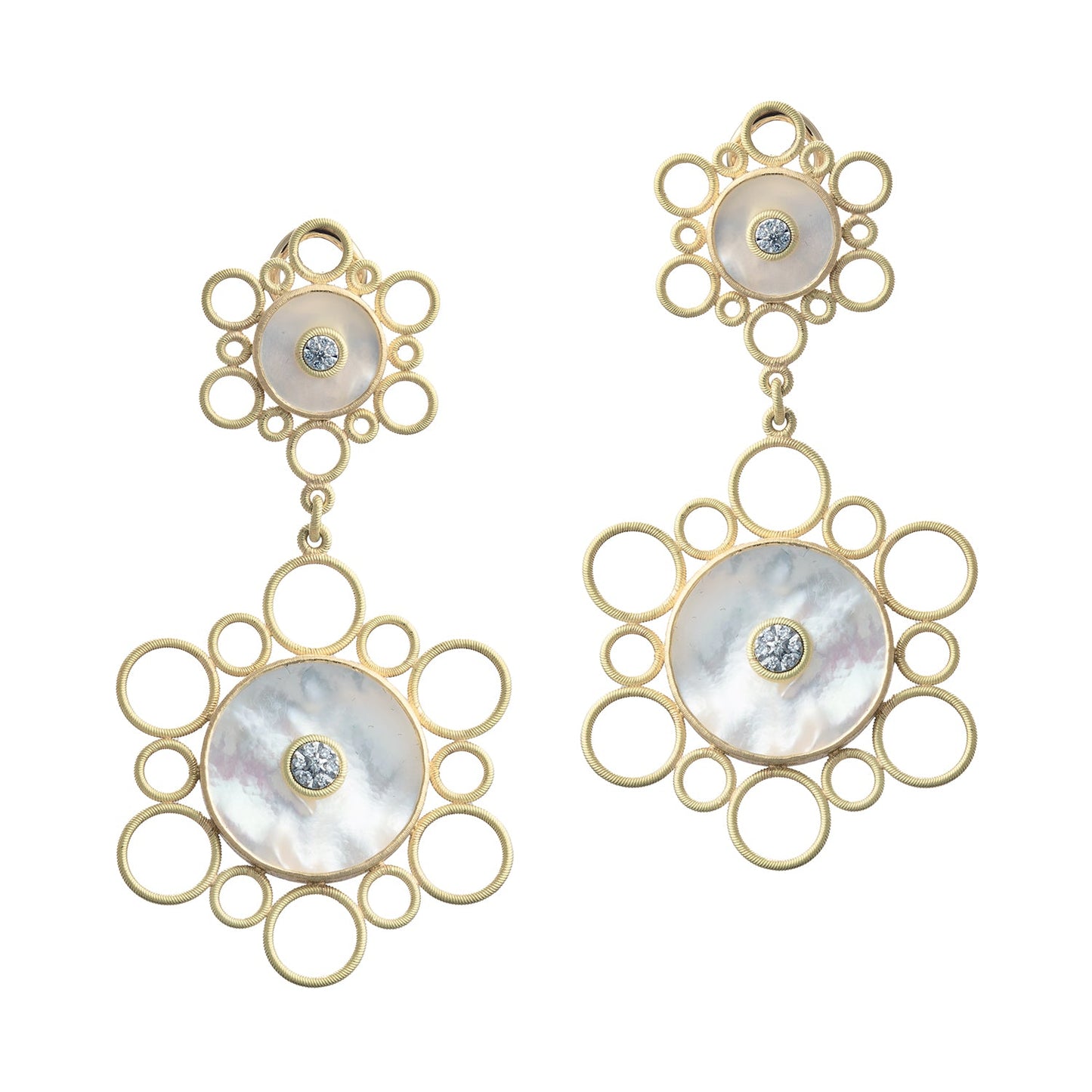 Buccellati - 18k Gold Mother - of - Pearl Diamond Maria Pendant Earrings