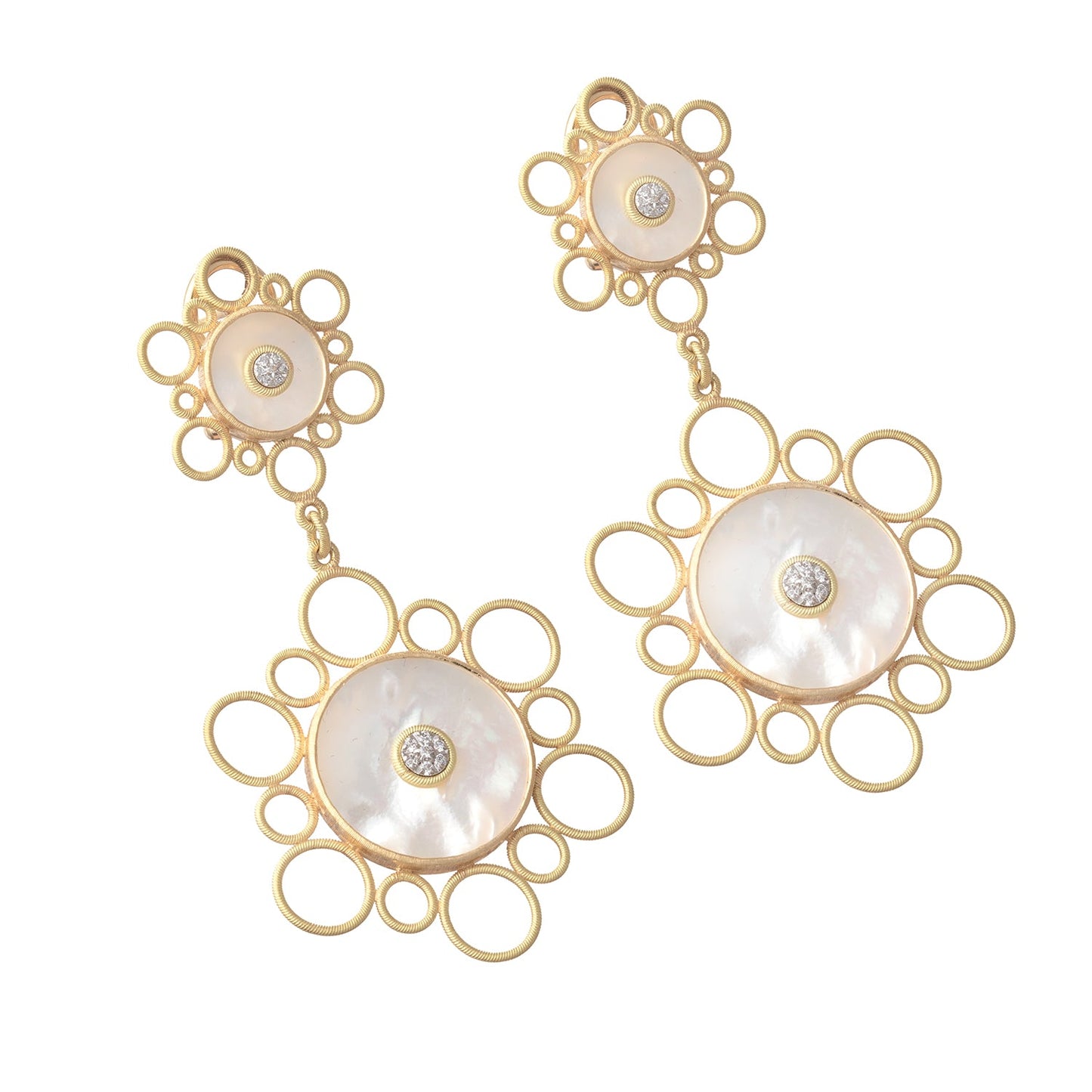 Buccellati - 18k Gold Mother - of - Pearl Diamond Maria Pendant Earrings