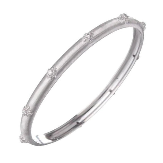 Buccellati - 18k White Gold Diamond Bombé Macri Bangle