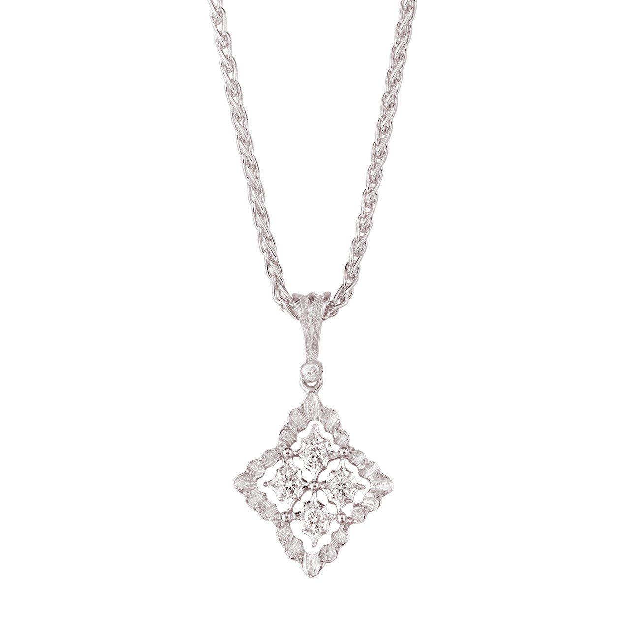 Buccellati - 18k White Gold Diamond Rombi Pendant