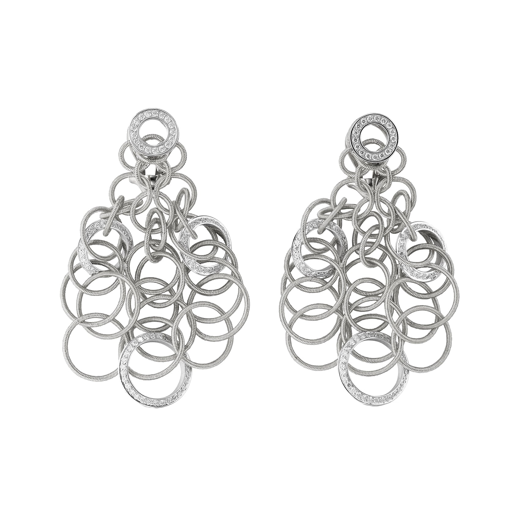 Buccellati - 18k White Gold Diamond Small "Hawaii" Earrings