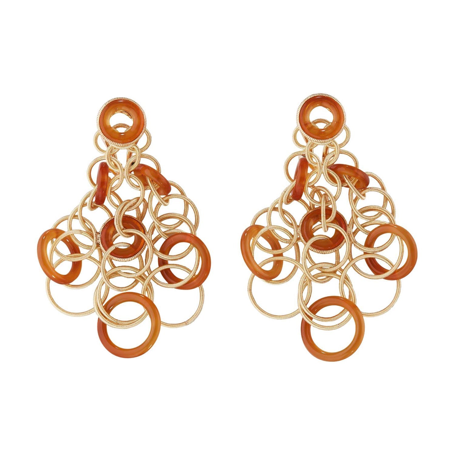 Buccellati - 18k Yellow Gold Carnelian Hawaii Earrings