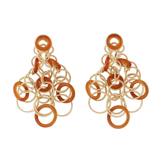 Buccellati - 18k Yellow Gold Carnelian Hawaii Earrings