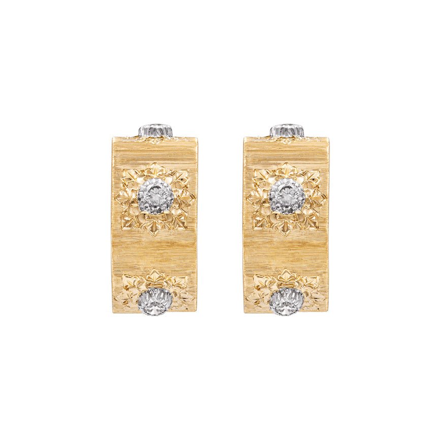 Buccellati - 18k Yellow Gold Diamond Macri Hoop Earrings