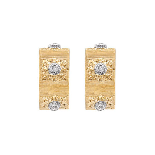 Buccellati - 18k Yellow Gold Diamond Macri Hoop Earrings