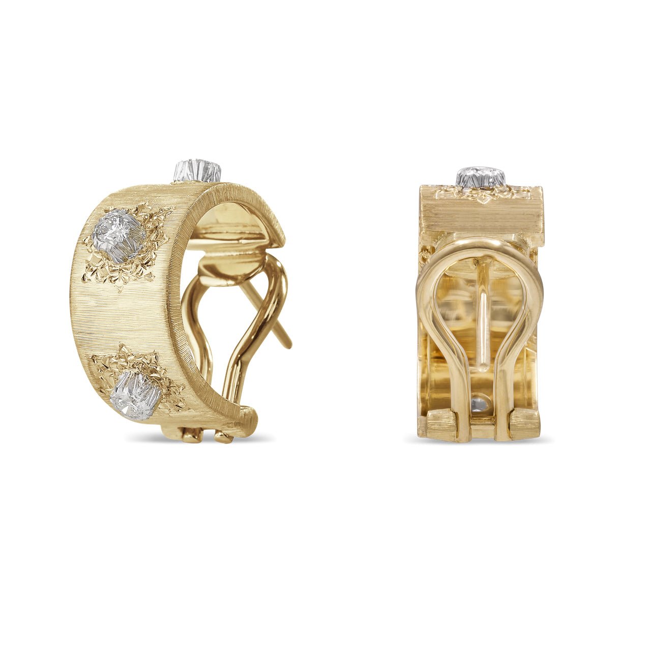 Buccellati - 18k Yellow Gold Diamond Macri Hoop Earrings