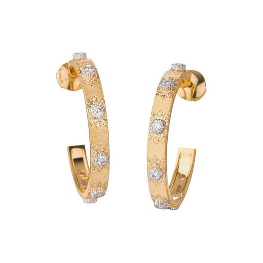 Buccellati - 18k Yellow Gold Diamond Macri Hoop Earrings