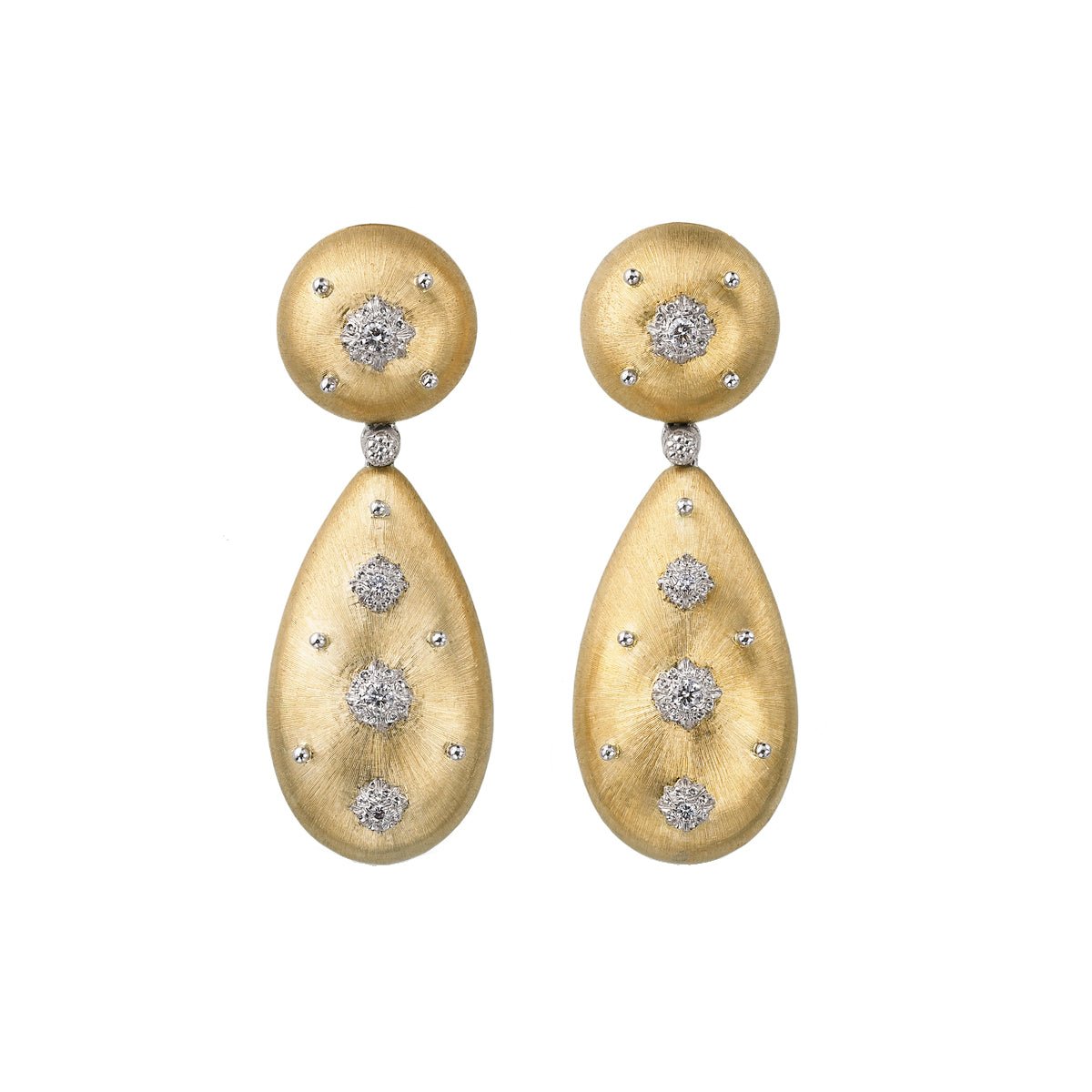 Buccellati - 18k Yellow Gold Diamond Macri Pendant Earrings