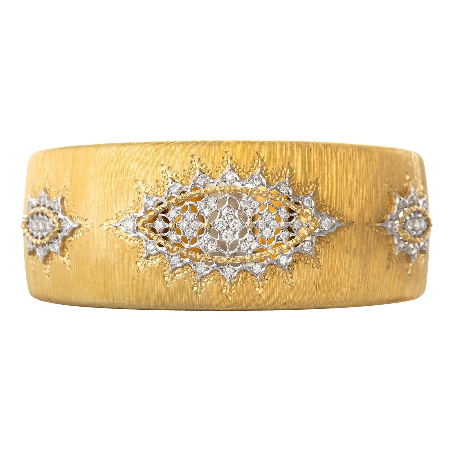 Buccellati - Estate 18k Gold Diamond Hinged Cuff Bracelet