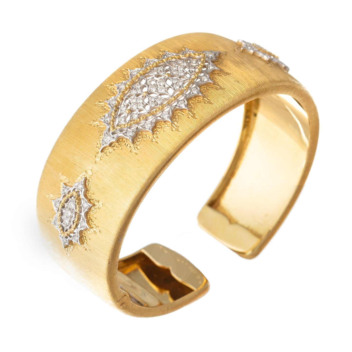 Buccellati - Estate 18k Gold Diamond Hinged Cuff Bracelet