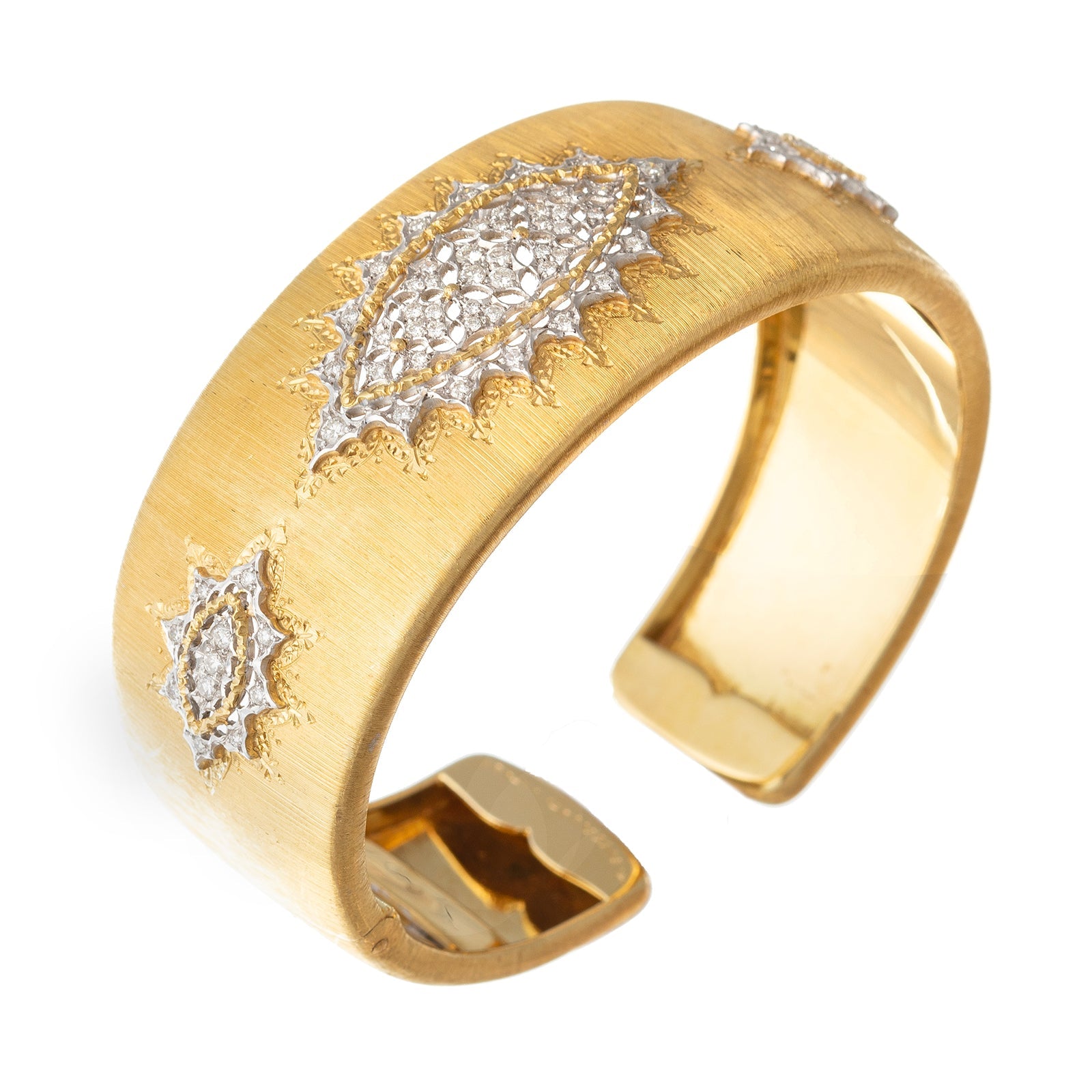 Buccellati - Estate 18k Gold Diamond Hinged Cuff Bracelet