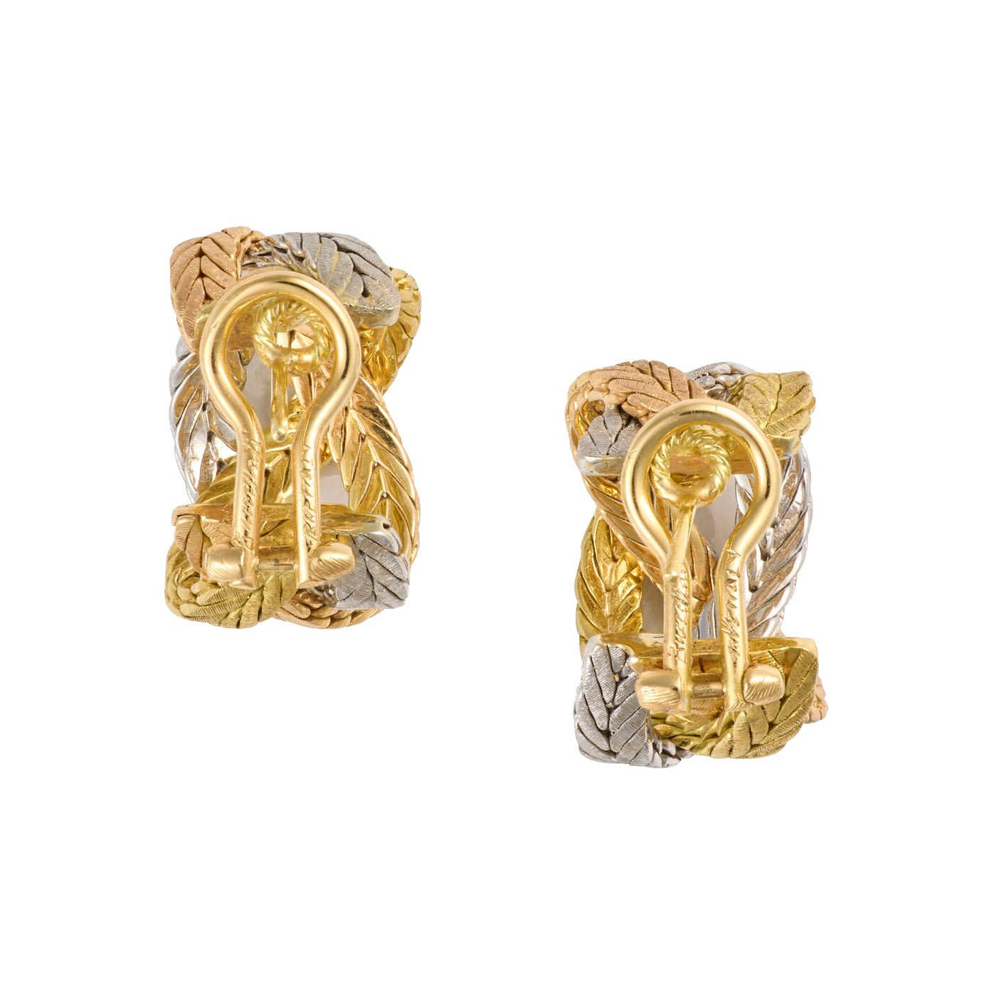 Buccellati - Estate 18k Tricolored Gold Woven Wheat Earrings
