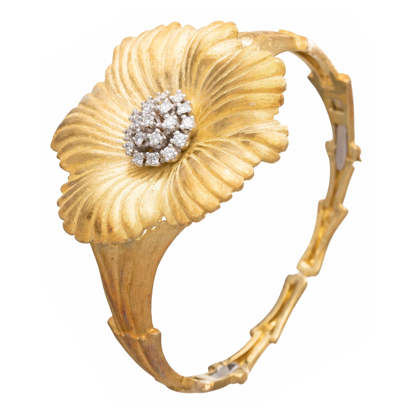 Buccellati - Estate 18k Yellow Gold Diamond Flower Cuff Bracelet