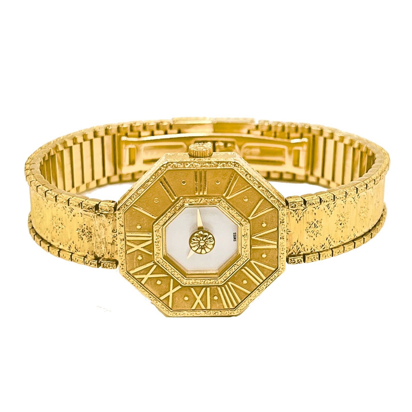 Estate 18k Yellow Gold Oktachron Bracelet Watch