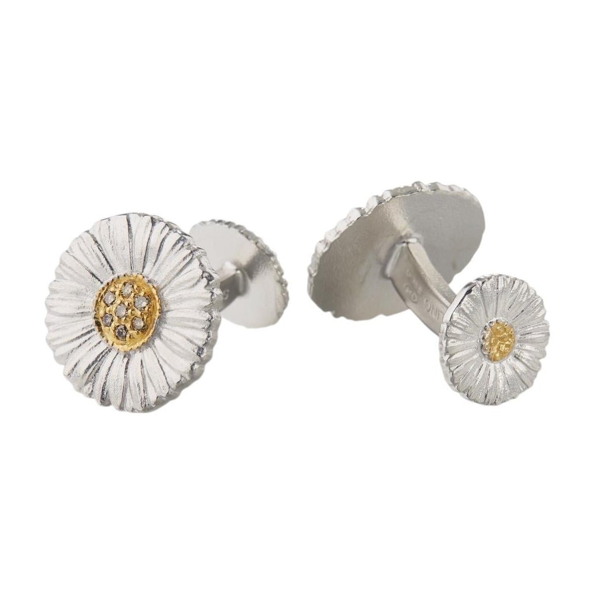 Buccellati - Silver Diamond Daisy Flower Cufflinks