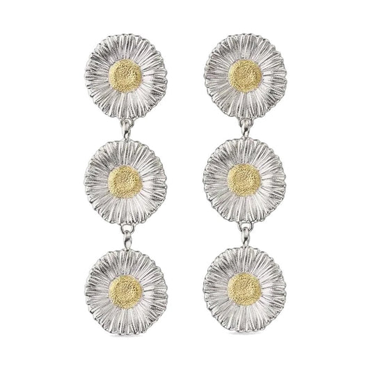 Buccellati - Silver Vermeil Daisy Triple - Drop Earrings